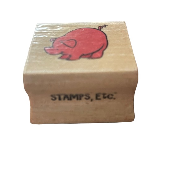 PIG TAIL HOG FARM ANIMAL Nature Wildlife wood mount Craft RUBBER STAMP. - Picture 2 of 5